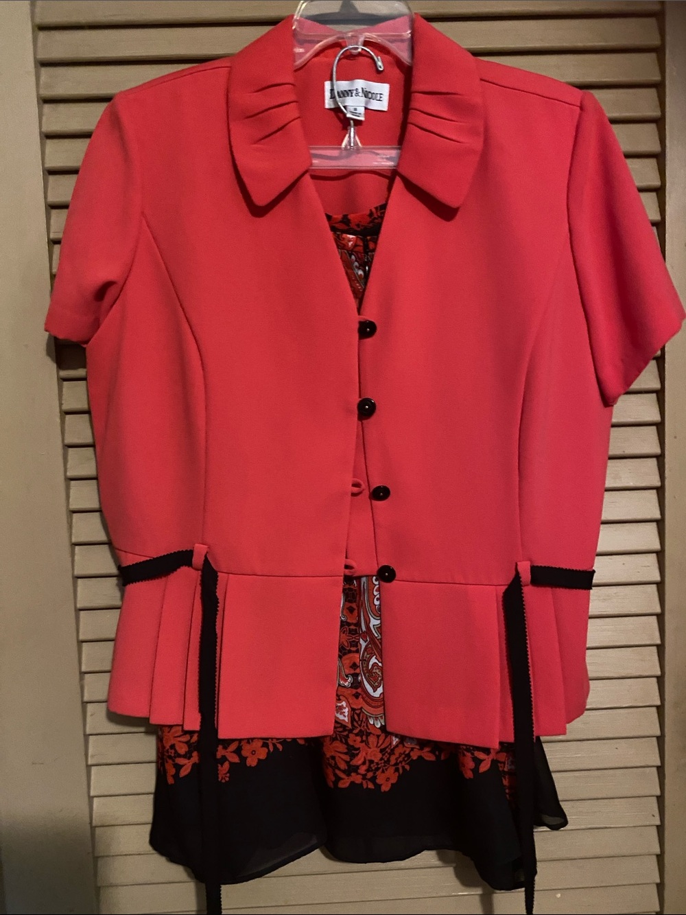 Danny & Nicole Coral Short-Sleeve Peplum Jacket